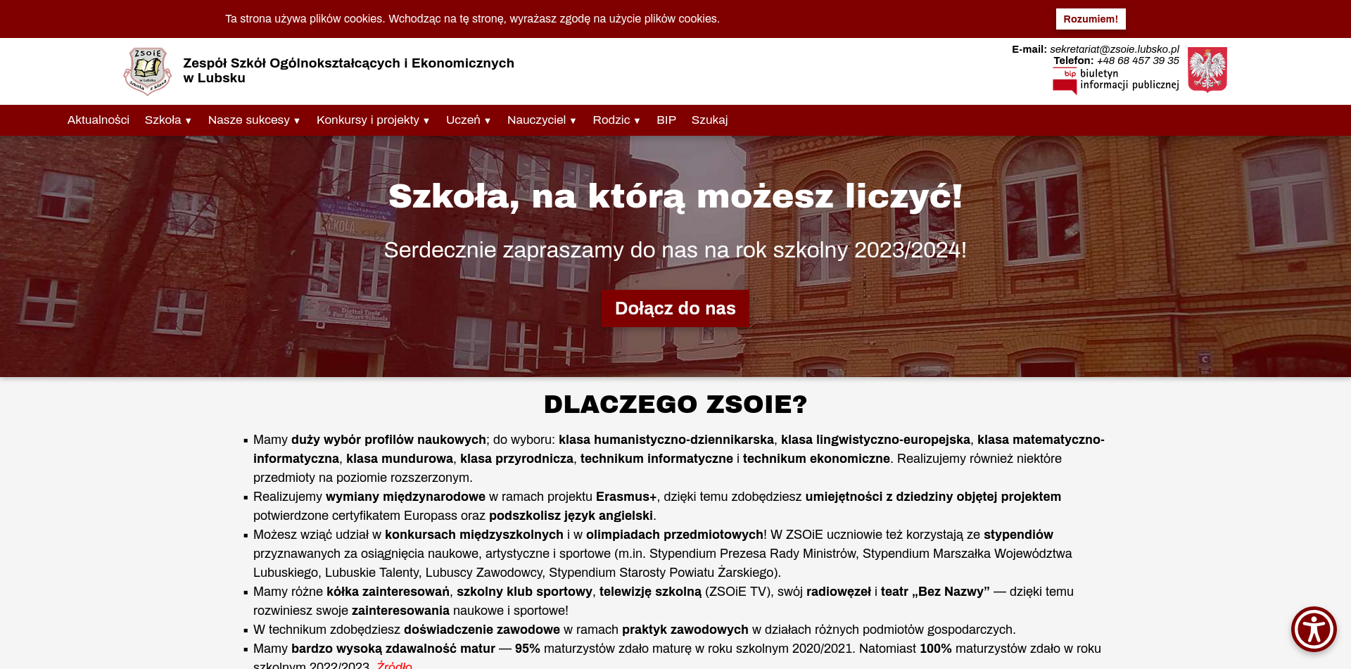 Redesigned website for ZSOiE w Lubsku